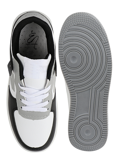 Thewhitepole White and Black colourblocked women's sneakers | Z Force